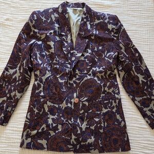 100% Silk Floral Patterned Women's Jacket Size 6